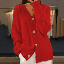 Claudia | Damen Gemütliche Strickjacke mit langen Ärmeln – Rot
