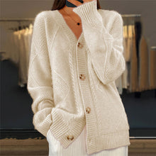 Claudia | Damen Gemütliche Strickjacke mit langen Ärmeln – Beige