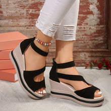 SoleMio™ – Damen Keilsandalen mit Rückenreißverschluss – Schwarz