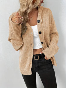 Damen eleganter Cardigan mit Knopfleiste – Khaki