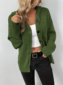 Damen eleganter Cardigan mit Knopfleiste – Olivgrün