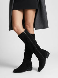 Serenya Damen Kniestiefel aus Veloursleder – Schwarz