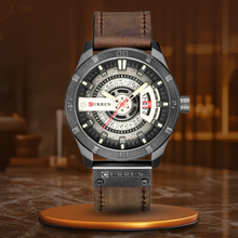 van Baerle® - Sport Militär Herrenarmbanduhr mit Quarz – Braun / Grau