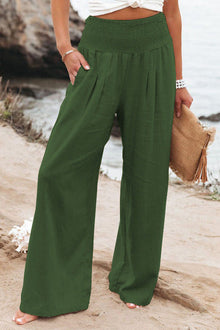 Maria - Elegante bequeme Leinenhosen – Dunkelgrün