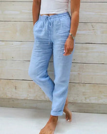 Alea - Damen Leinenhose – Blau