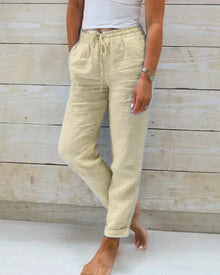 Alea - Damen Leinenhose – Beige