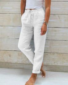 Alea - Damen Leinenhose – Weiß
