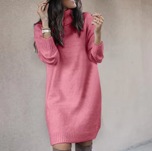 Nadine | Stilvolles Rollkragen Pulloverkleid – Rosa