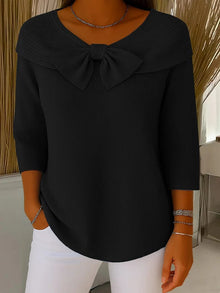 Strickpullover Damen mit Schleife – Schwarz