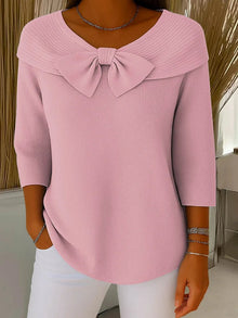 Strickpullover Damen mit Schleife – Rosa