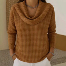 Strickpullover Damen mit Wasserfallkragen – Braun