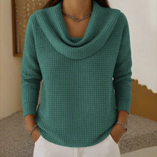 Strickpullover Damen mit Wasserfallkragen – Grün