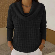 Strickpullover Damen mit Wasserfallkragen – Schwarz