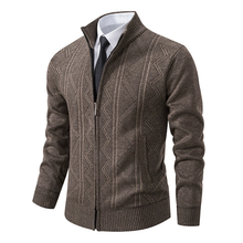 Stylische Strickjacke mit Reißverschluss für Winter – Kaffee