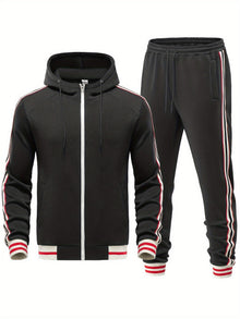 Stylischer Trainingsanzug mit Modernem Streifenlook – Schwarz