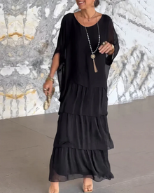 Lara | Elegantes fließendes Maxikleid – Schwarz