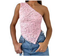 Asymmetrisches Spitzen-Top | Feminin & Verführerisch | One-Shoulder-Design – Rosa