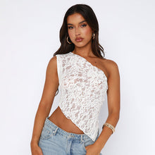 Asymmetrisches Spitzen-Top | Feminin & Verführerisch | One-Shoulder-Design – Weiß