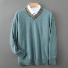 Herren Wollpullover Premium Merino – Blaugrün
