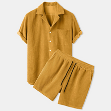 Herren Kurzes Samt Loungewear Set Premium Komfort – Gelb