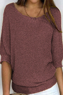Damen Basic Rundhals Top Einfarbig Casual – Dunkelbraun