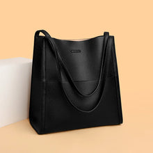 Damen Elegante Leder Schultertasche – Schwarz