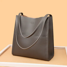 Damen Elegante Leder Schultertasche – Grau