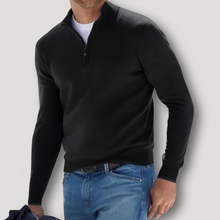Ulises | Klassischer Woll-Kaschmir Herren Quarter Zip Pullover – Schwarz