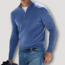 Ulises | Klassischer Woll-Kaschmir Herren Quarter Zip Pullover – Blau