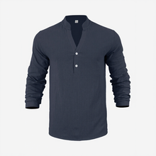 Stephan™ Hemd Aus Baumwoll-Leinen Mit Minimalistischem Design – Dunkelblau