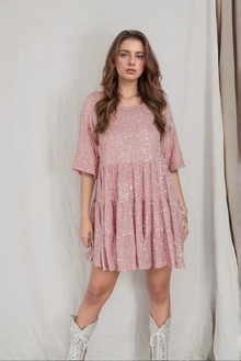 Irma® | Bequemes Babypuppenkleid mit Pailletten – Rosa