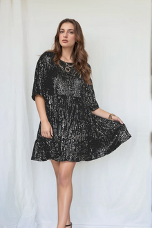 Irma® | Bequemes Babypuppenkleid mit Pailletten – Schwarz