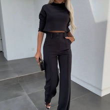 Nina™ Set mit High-Neck-Crop-Top – Schwarz