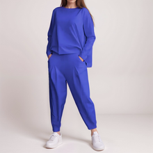 Zweiteiler mit Langarmshirt | Lockere Passform | Minimalistischer Look – Blau