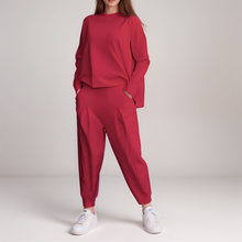 Zweiteiler mit Langarmshirt | Lockere Passform | Minimalistischer Look – Rot