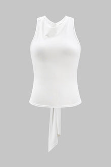 Mallory | Feminines Neckholder-Top mit Wickeldesign & Knoten-Detail – Weiß