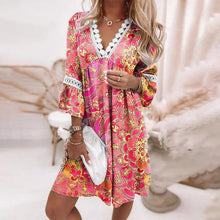 Cara | Boho Muster Mini Abendkleid – Rosa