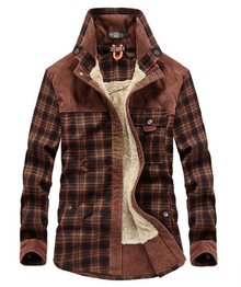 Warme Flanell Winterjacke für Herren mit Stehkragen – Dunkelbraun