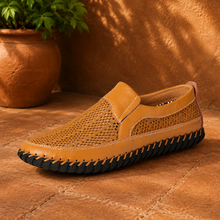 Joerg – Slip-On Loafer Aus Leder Und Mesh – Hellbraun