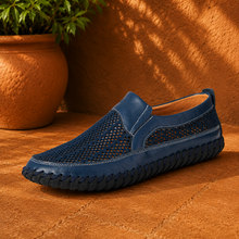 Joerg – Slip-On Loafer Aus Leder Und Mesh – Marineblau