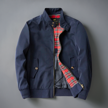 Klassische Bomberjacke für Männer mit Karo-Futter – Marineblau