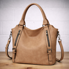 Damen Alltag Handtasche aus Kunstleder – Haferflockenfarben