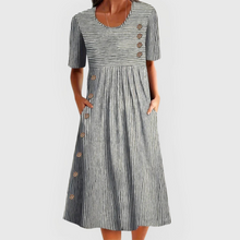 Jarna | Gestreiftes Midi-Kleid – Grau