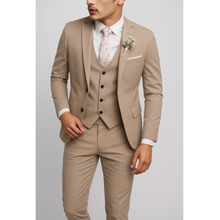 Slim Fit 3-Teiliger Hochzeitsgast Anzug für Herren | Formell – Champagne