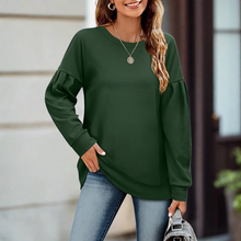 Damen Langarm Pullover – Casual Oversized Sweatshirt – Bequemer Rundhalsausschnitt – Grün