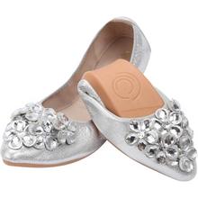 Chinbee - Glamouröse Strass-Ballerinas für Damen – Silber