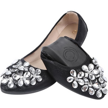 Chinbee - Glamouröse Strass-Ballerinas für Damen – Schwarz