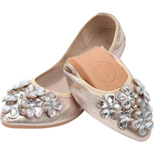 Chinbee - Glamouröse Strass-Ballerinas für Damen – Gold
