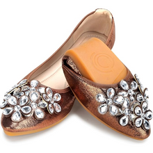 Chinbee - Glamouröse Strass-Ballerinas für Damen – Braun