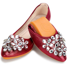 Chinbee - Glamouröse Strass-Ballerinas für Damen – Rot